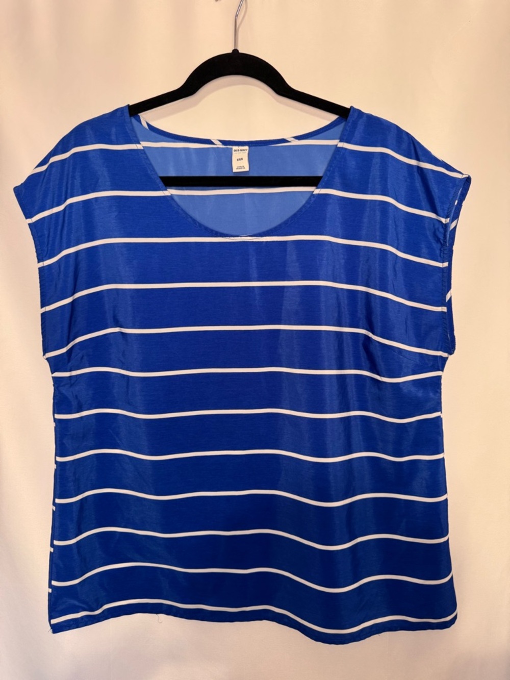 Old Navy Blue and White Striped Scoop Neck Tee